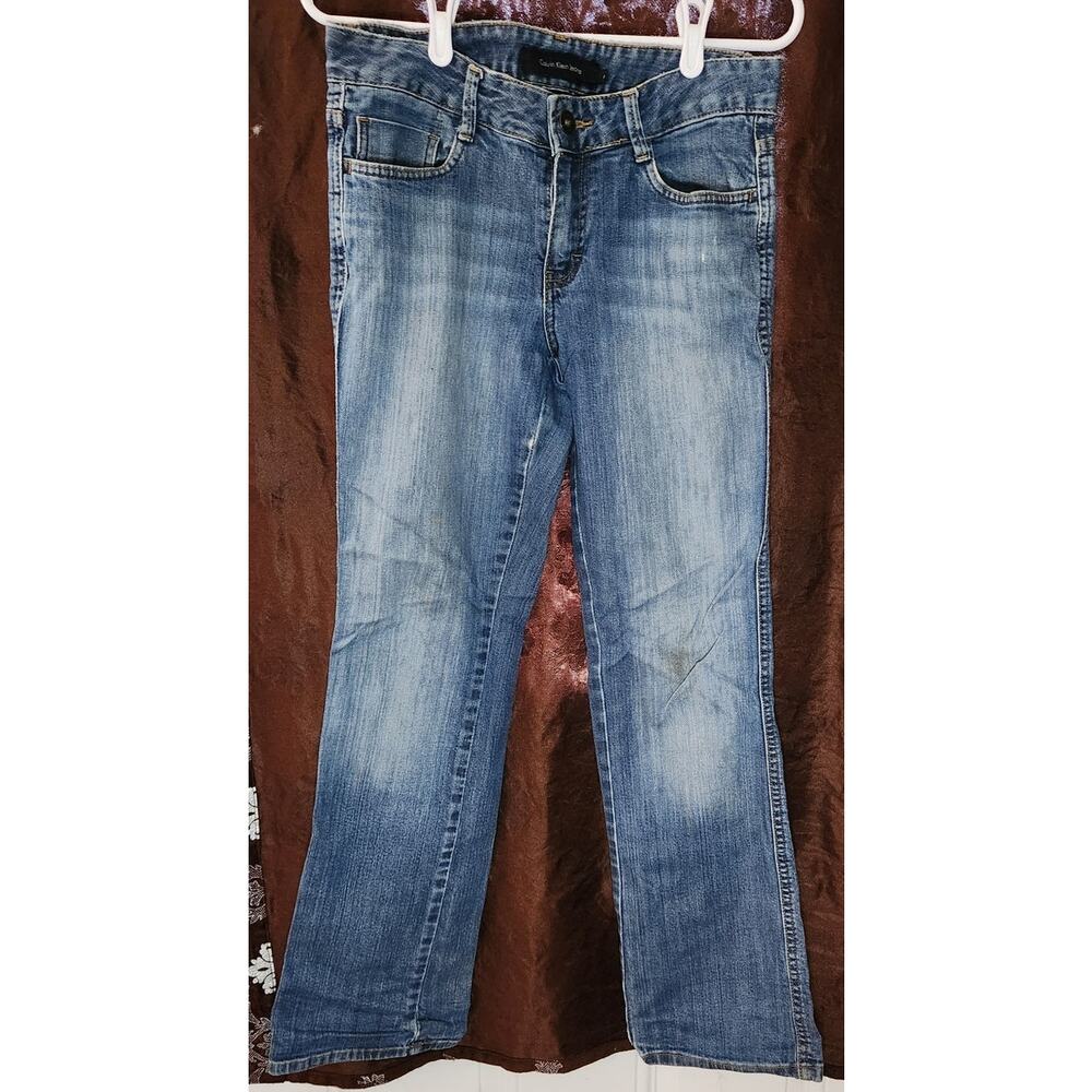 Calvin Klein Jeans Womens 6 Bootcut Denim Flap Pocket Y2K Light Wash Low Rise